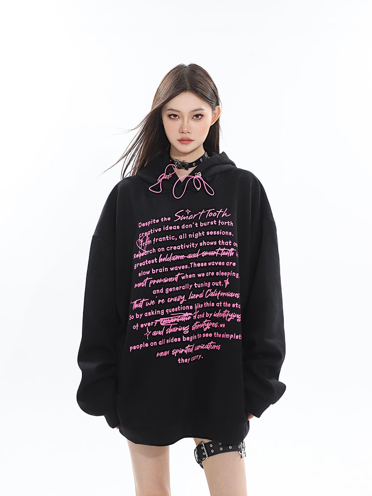 Lilla Solid Color Graphic Writings Fluorescent Loose Long Sleeve Draws Lilla Solid Color Graphic Writings Fluorescent Loose Long Sleeve Draws