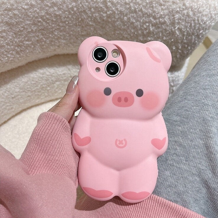 Cute Big Pink Cartoon 3D Piggy Design Protective Shockproof Phone Case for iPhone 11 12 13 14 15 Pro Max iPhone X XR XS Max Phone Case