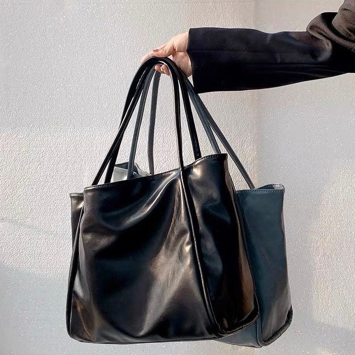 Oversize Leather Shoulder Bag for Women, Vegan Leather Bag, Handbag for Girls, Large Hobo Bag, Bucket Bag, Shopping Bag, Big Tote Bag