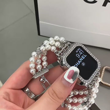 Bling Pearl Strap Apple Watch Band Series 1 2 3 4 5 6 7 8 9 Ultra Generation 38mm 40mm 41mm 42mm 44mm 45mm 49mm Chain Apple Watch Strap