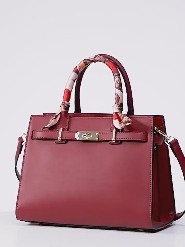 Cute Solid Color Red Minimalist Simple Slick  Luxury Genuine Leather Handheld Handbag for Women, Shoulder Bag, Crossbody Bag, Messenger Bag