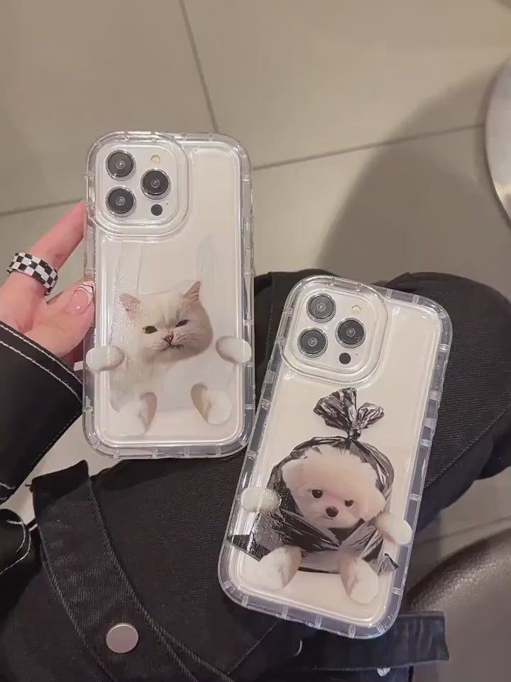 Cute Clear Pet Dog & Cat Picture Design Protective Shockproof Thick Case for iPhone 6 7 8 11 12 13 14 15 Pro Max Case X  XR XS Max Case