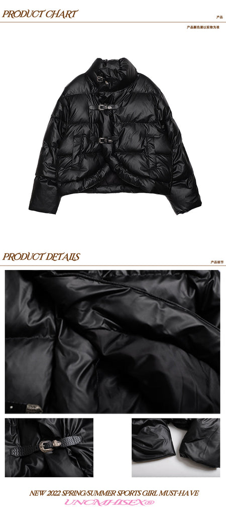 Faux Leather Puffer Jacket 