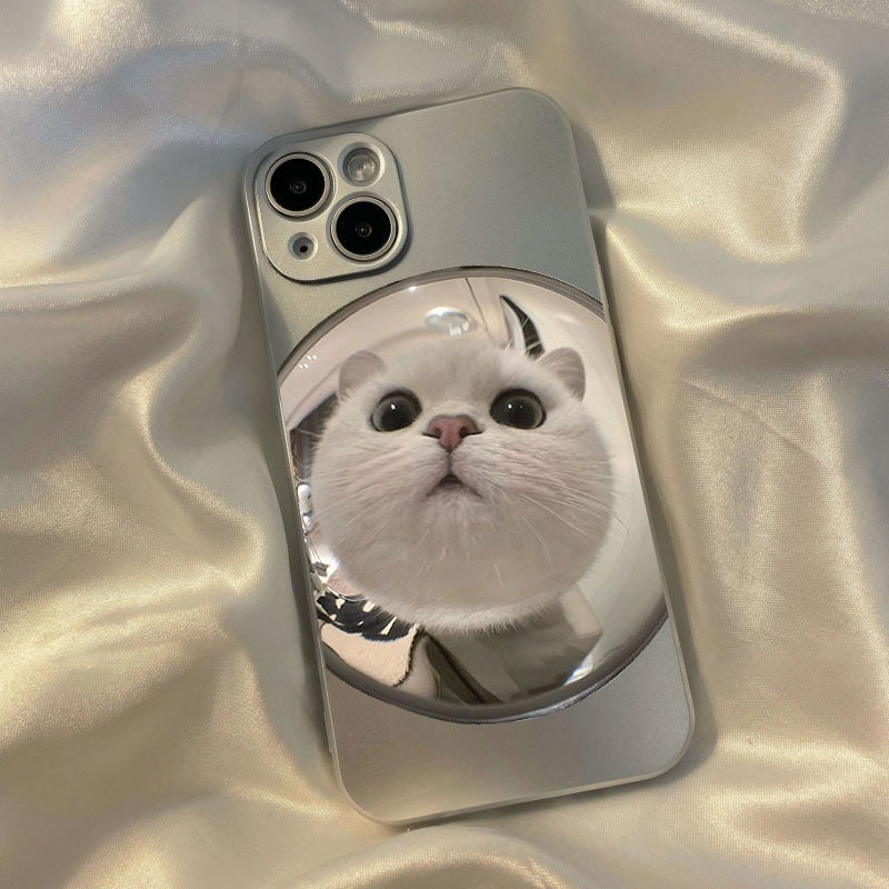 Kawaii Grey Cute Pet Cat Lover Fisheye Lens Picture Design Protective Shockproof iPhone Case for iPhone 11 12 13 14 Pro Max Case