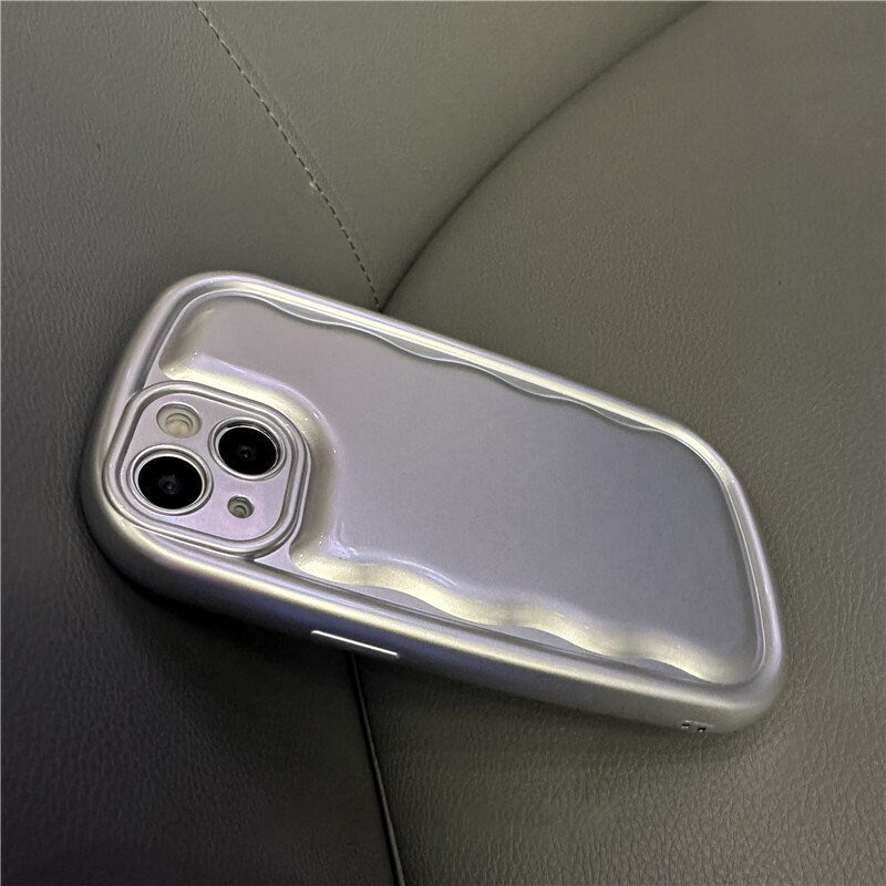 Cute Trendy Mini Airbag Glossy Oval Thick Wave Swirls Design Protective Shockproof iPhone Case for iPhone SE 7 8 11 12 13 14 15 Pro Max Case