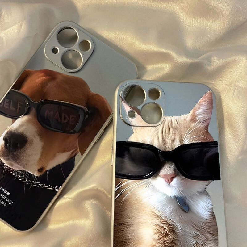 Cute Grey Pet Dog Lover & Pet Cat Lover Photo Design Protective Shockproof iPhone Case for iPhone 11 12 13 14 Pro Max Case