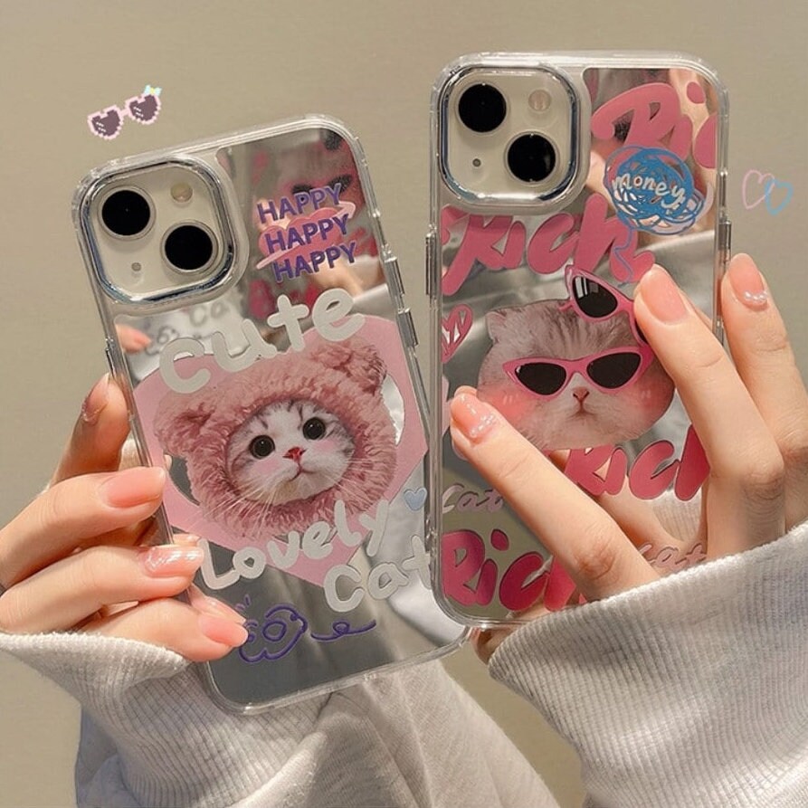 Cute Electroplating Silver Pet Cat Lover Heart & Letter Artbook Design Protective Shockproof iPhone Case for iPhone 11 12 13 14 Pro Max Case