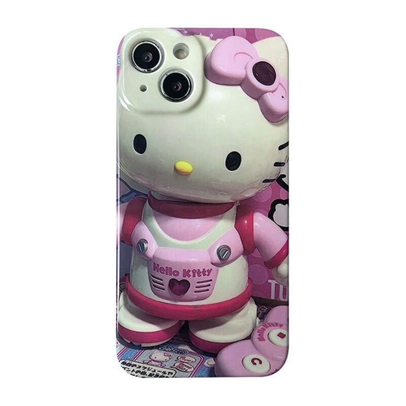 Cute Pink Trendy 3D Hello Kitty Astronaut Design Soft Rubber Protective Shockproof Phone Case for iPhone X XR XS 11 12 13 14 15 Pro Max Case