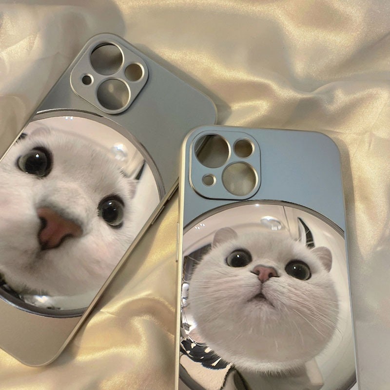 Kawaii Grey Cute Pet Cat Lover Fisheye Lens Picture Design Protective Shockproof iPhone Case for iPhone 11 12 13 14 Pro Max Case
