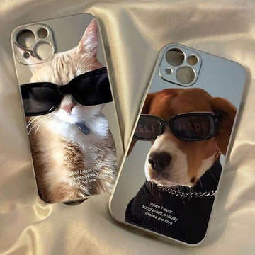 Cute Grey Pet Dog Lover & Pet Cat Lover Photo Design Protective Shockproof iPhone Case for iPhone 11 12 13 14 Pro Max Case