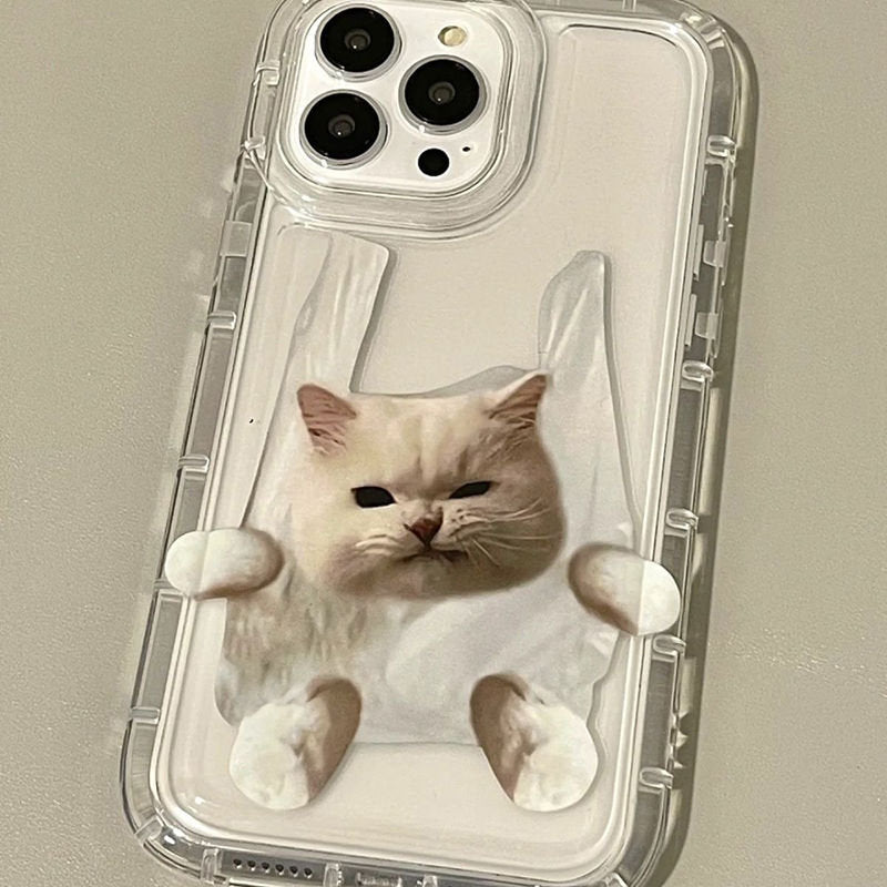 Cute Clear Pet Dog & Cat Picture Design Protective Shockproof Thick Case for iPhone 6 7 8 11 12 13 14 15 Pro Max Case X XR XS Max Case