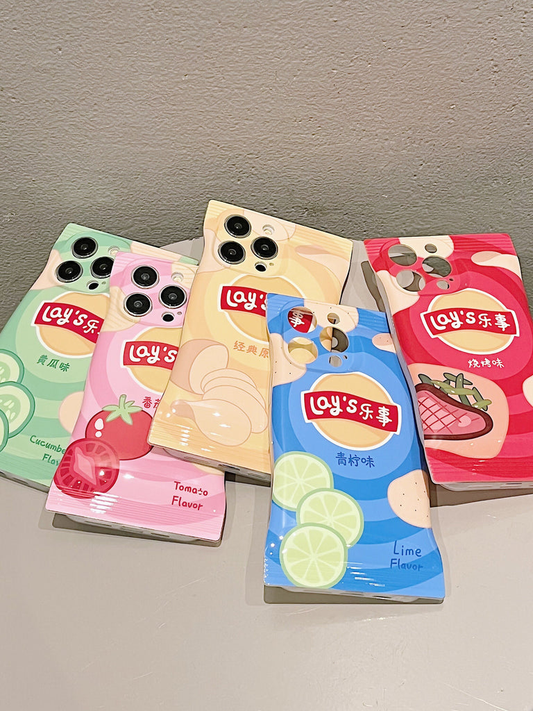 Cute Lay’s Chip Bag Snacks Multiple Colour Flavors Design Thick Bulky Protective Shockproof iPhone Case for iPhone 11 12 13 14 Pro Max Case