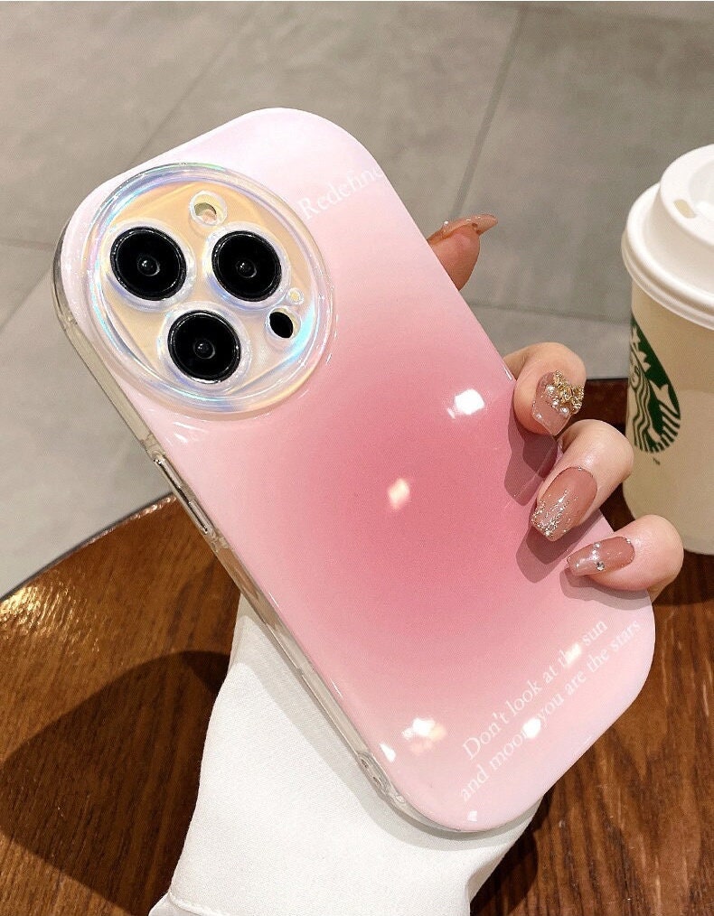 Cute Multicolour Gradient Ombré Laser Holographic with words of Inspiration Protective Shockproof Case for iPhone 11 12 13 14 15 Pro Max