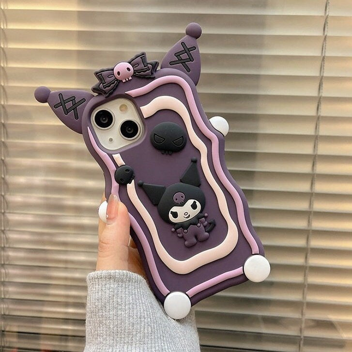 Cute Kawaii 3D Kuromi Sanrio Cartoon Character Design Silicone Protective Shockproof iPhone Case for iPhone 11 12 13 14 15 Pro Max Case