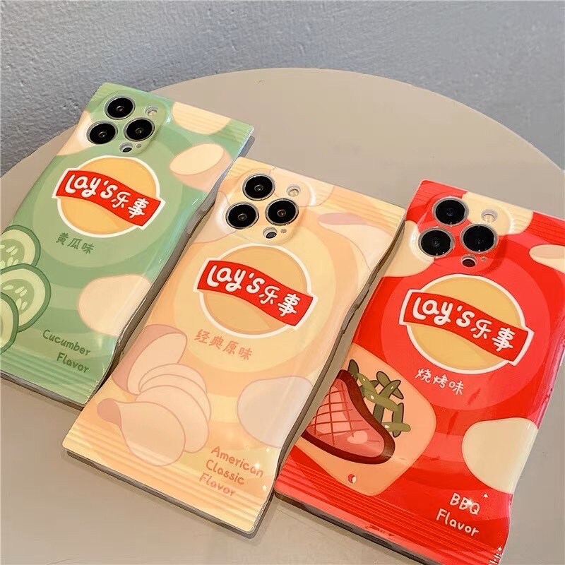 Cute Lay’s Chip Bag Snacks Multiple Colour Flavors Design Thick Bulky Protective Shockproof iPhone Case for iPhone 11 12 13 14 Pro Max Case