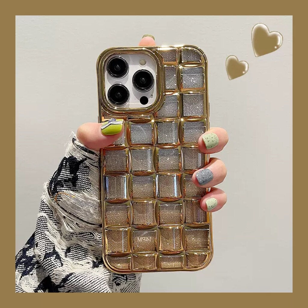 Cute 3D Semi Electroplated Glitter Bling Glam Design Thick Clear Protective Shockproof iPhone Case for iPhone 11 12 13 14 15 Pro Max Case