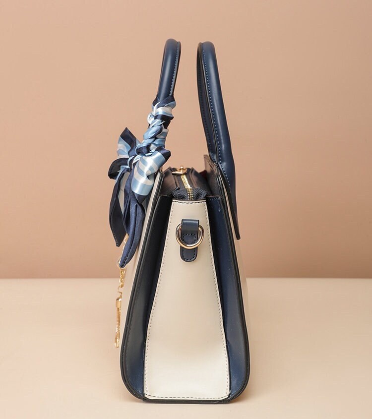 Cute White Contrast Color Minimalist Simple Slick Luxury Genuine Leather Handbag for Women, Shoulder Bag, Crossbody Bag