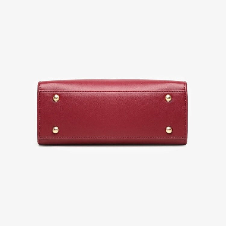 Cute Wine Red Minimalist Solid Color Simple Slick Luxury Genuine Leather Top Handle Handbag for Women, Shoulder Bag, Crossbody Bag