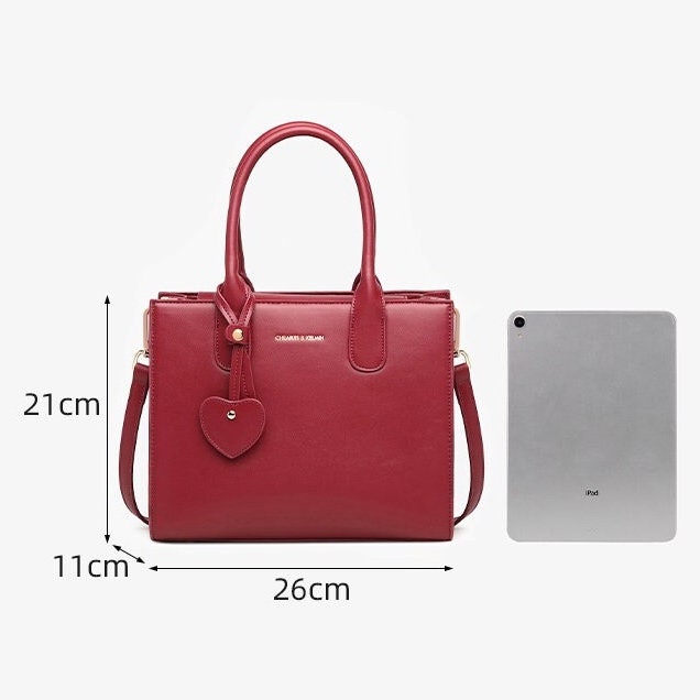 Cute Wine Red Minimalist Solid Color Simple Slick Luxury Genuine Leather Top Handle Handbag for Women, Shoulder Bag, Crossbody Bag