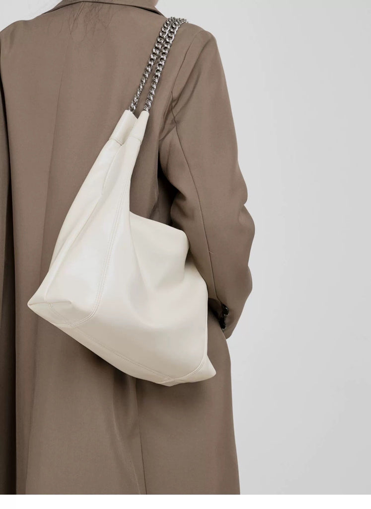 Oversize Leather Shoulder Bag for Women, Vegan Leather Bag, Handbag for Girls, Large Capacity Purse, Chain Strap Handle Bag, Purse Bag