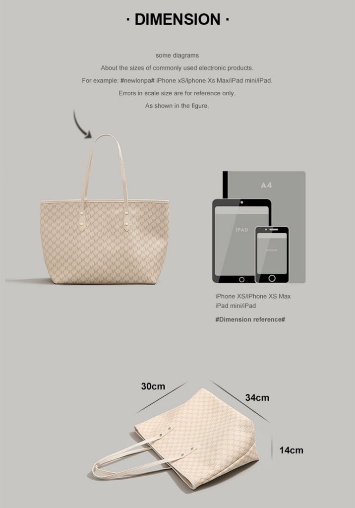 Stylish Minimalist Luxury Monogram Bag, Vegan Leather Shoulder Bag, Oversized Tote Bag, Handbags for Women, Large Capacity Underarm Bag