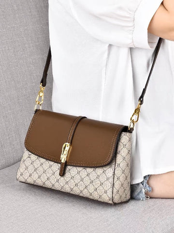 Cute White Minimalist Geometric Pattern Monogram Rhombus Luxury Vegan Leather PVC Crossbody Bag for Women, Shoulder Bag, Messenger Bag