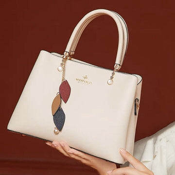 Cute White, Black, Blue & Red Solid Color Minimalist Simple Luxury Genuine Leather Handheld Handbag for Women, Shoulder Bag, Crossbody Bag