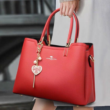 Cute Red Minimalist Simple Solid Color Luxury Cowhide Leather Genuine Leather Handheld Handbag for Women, Shoulder Bag, Crossbody Bag
