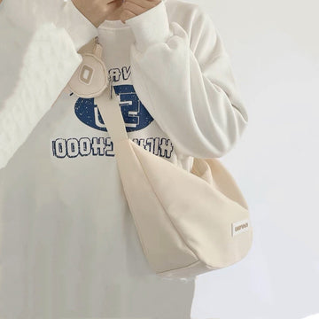 Minimalist Solid Messenger Bag, Cute Oversized Shoulder Bag, Vintage Zipper Bag for Women, School College Student Crossbody Bag, Grocery Bag