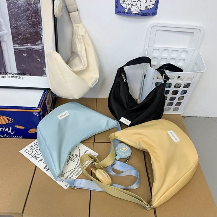 Minimalist Solid Messenger Bag, Cute Oversized Shoulder Bag, Vintage Zipper Bag for Women, School College Student Crossbody Bag, Grocery Bag
