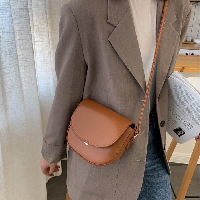 Cute Vegan Leather Bag, Small Shoulder Bag, Minimalist Leather Crossbody Bag, Retro Square Messenger Bag, Handbag for Women, Gift for Her