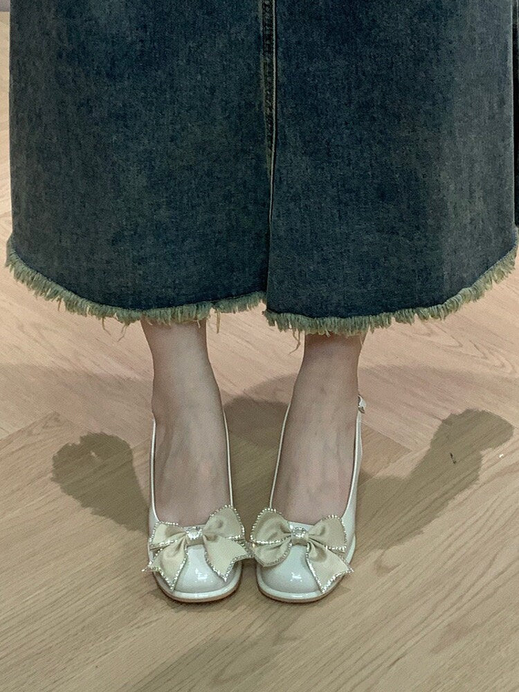 Women Mary Jane Round Toe Thick Heels Pumps | Elegant White Sling-Back Mary Jane High Heels | Platform Low Heel Adjustable Strap Shoes