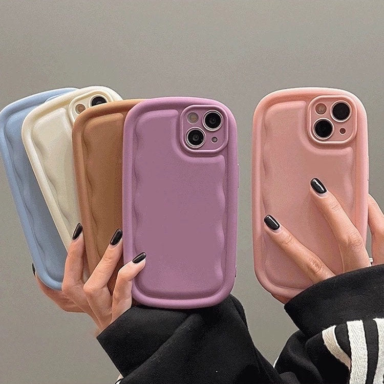 Cute Solid Color Minimalist Thick Bulky 3D Wave Design Protective Shoc – Al Grandé Boutique Cute Solid Color Minimalist Thick Bulky 3D Wave Design Protective Shoc – Al Grandé Boutique