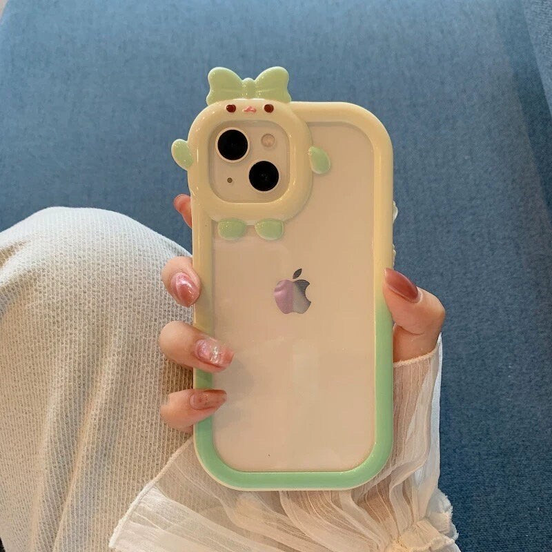 Cute Clear Transparent Kawaii Cartoon Character Thick Protective Shockproof Anti-Fall iPhone Case for iPhone 11 12 13 14 15 Plus Pro Max