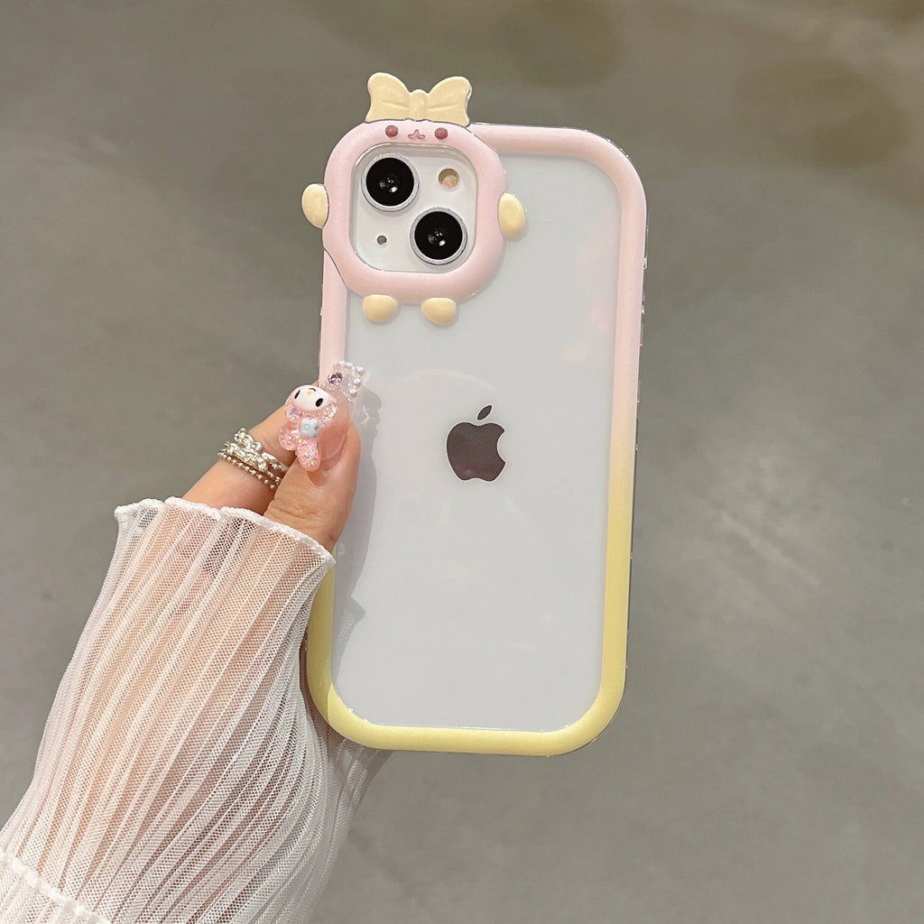 Cute Clear Transparent Kawaii Cartoon Character Thick Protective Shockproof Anti-Fall iPhone Case for iPhone 11 12 13 14 15 Plus Pro Max