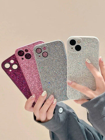 Cute Solid Bling Glam Shimmer Shiny Sequin Glitter Design Protective Shockproof iPhone Case for iPhone 11 12 13 14 15 Plus Pro Max