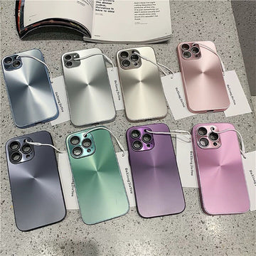 Cute Minimalist Sleek Retro Aurora Laser Metallic Design Protective Shockproof Anti-Fall iPhone Case for iPhone 11 12 13 14 15 Pro Max