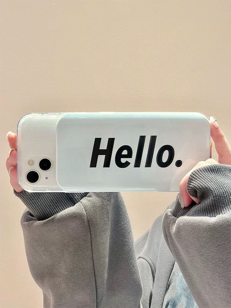 Cute Clear Thick Case + White Slide Cover Mirror Word Print Design Protective Shockproof iPhone Case for iPhone 11 12 13 14 15 Plus Pro Max
