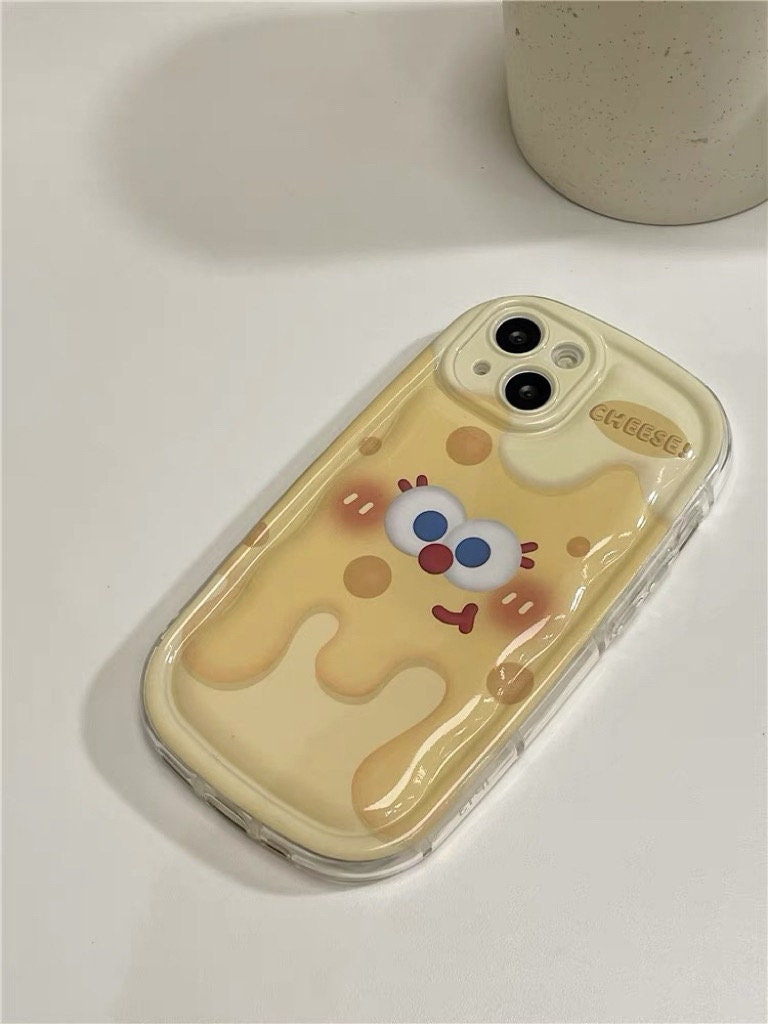 Cute Yellow Cartoon Character Sponge Hole Cheese Design Thick Bulky Shockproof Protective Phone Case for iPhone 11 12 13 14 15 Pro Max