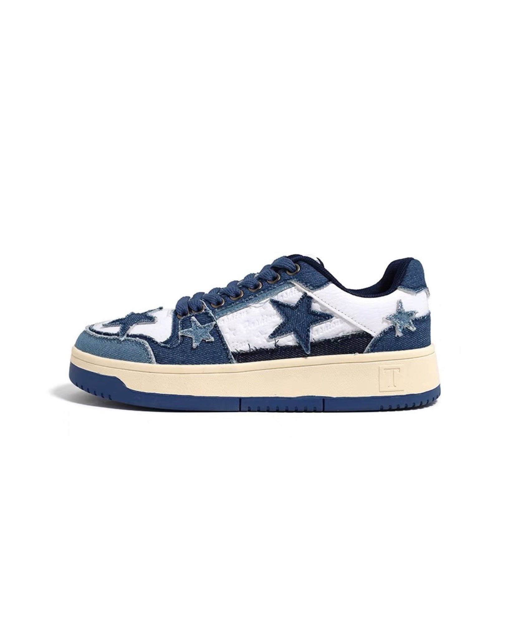 Superstar-100 Denim Blue Star Patchwork Flat Sneakers – Al Grandé Boutique